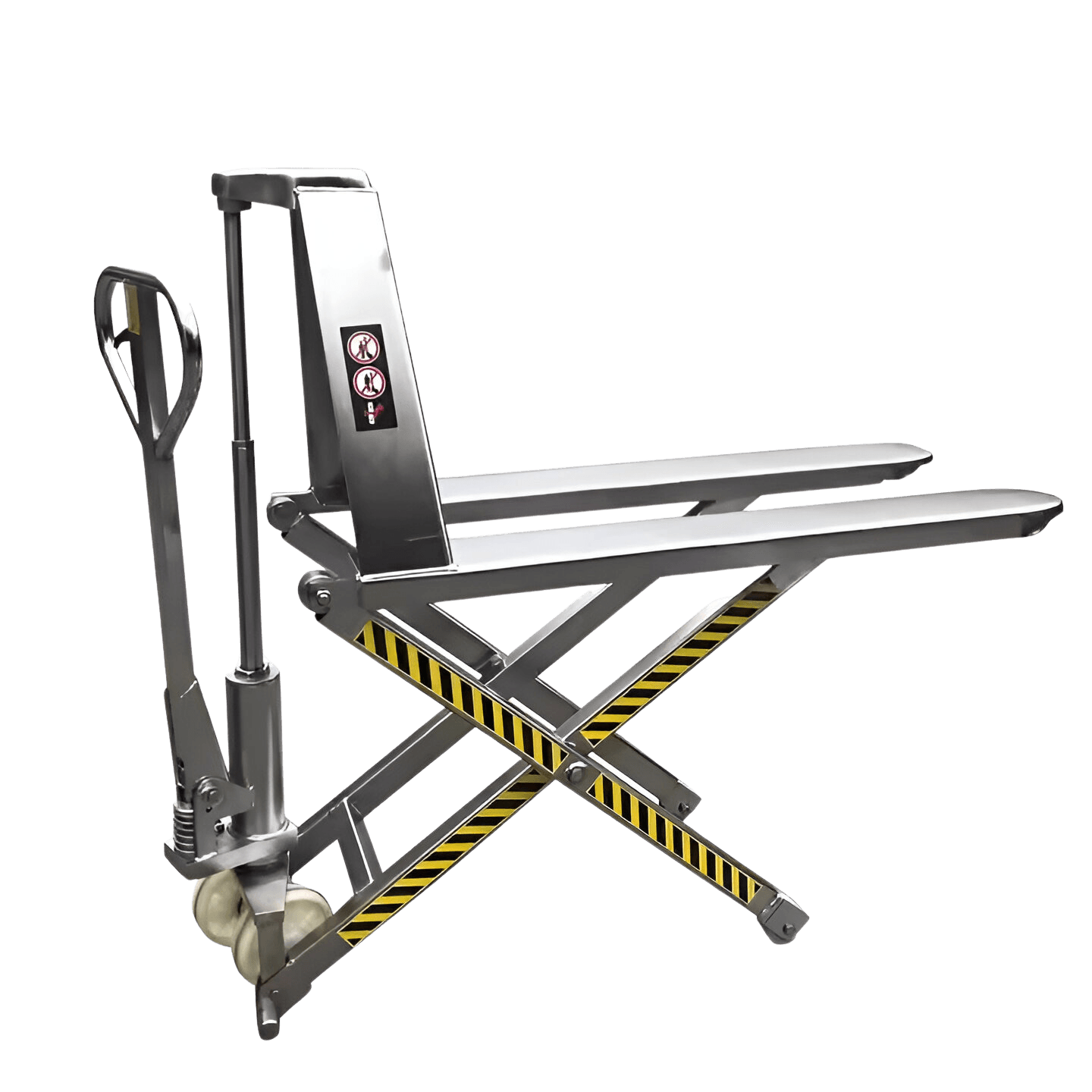 Transpaleta manual galvanizada de tijera 1500kg ruedas de nylon